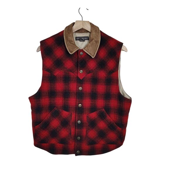 Vtg 90s SMALL Banana Republic Wool Plaid Vest Cabincore Outdoors Preppy Hunting - Picture 1 of 10